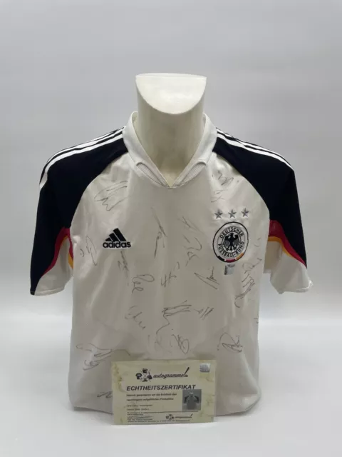 Germania Maglia Em 2004 Teamsigniert DFB Gioco Calcio Autografo COA Adidas L