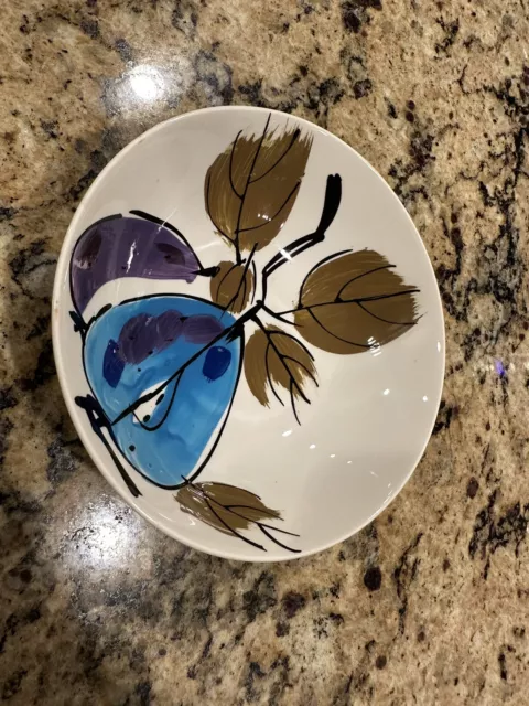 Vintage Vera Neumann Plum Bowl by Island Worcester 6.75” Hand Made Painting 2