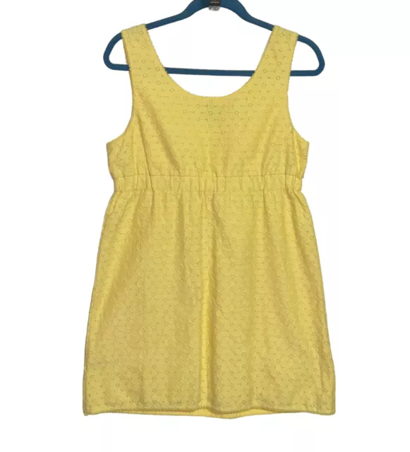 Juicy Couture Cotton Blend Eyelet Mini Size 8 Sleeveless Yellow Sun Dress 3