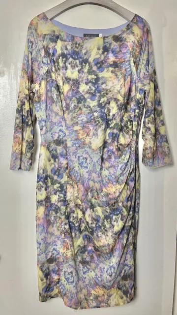 MINT VELVET Pastel Watercolour Silk Draped Dress Size UK 14