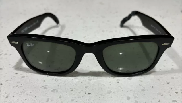 Ray-Ban RB2140 901 50-22 Wayfarer Green Lenses Unisex Classic Sunglasses - Black