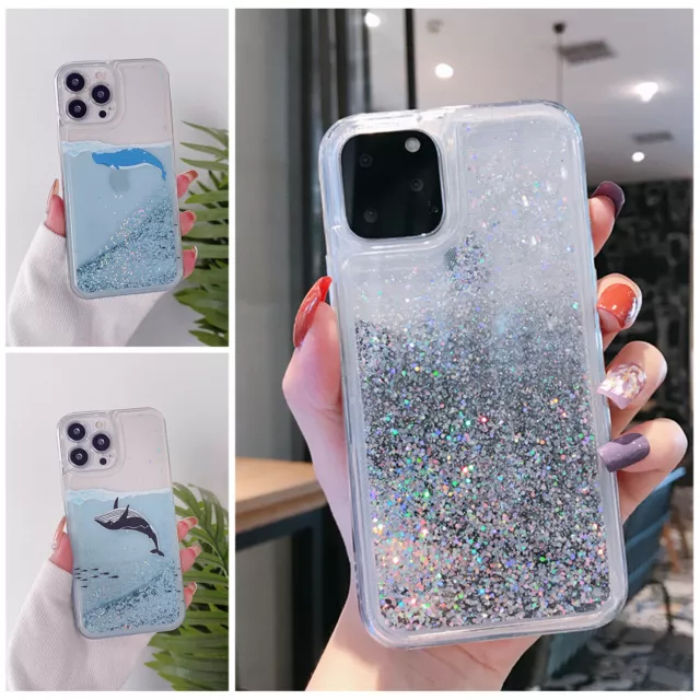 Moving Liquid Glitter Phone Case Soft Gel Cover Apple iPhone 14 Pro Max 13 12 15
