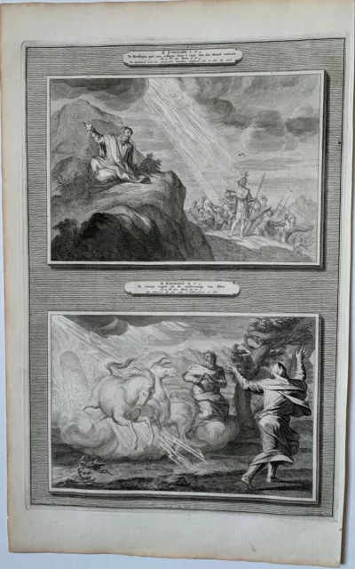 Dos grabados de la Biblia del libro publicado por P. Mortier en 1700