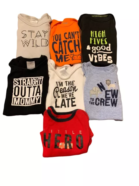 Infant Baby Boys Clothes Lot (7) Body Suit Size 0-3 months