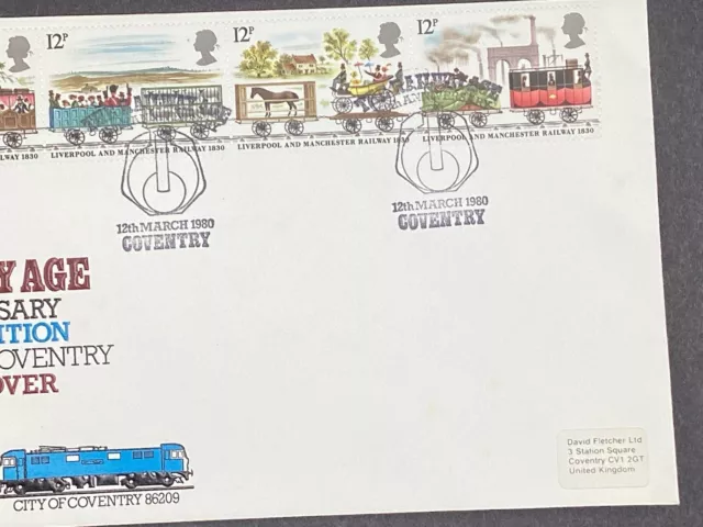 GB FDC 1980 Liverpool & Manchester railway Coventry Railway Age Cx  RFB 496 2