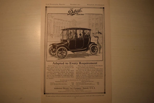 1913 Detroit Electric Car Ad Good Housekeeping Magazine - RA3B41
