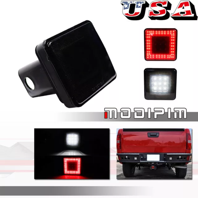 Smoked LED Tow Hitch Driving & Brake Lamp w/ Reverse Light Fits 2" for Chevy etc