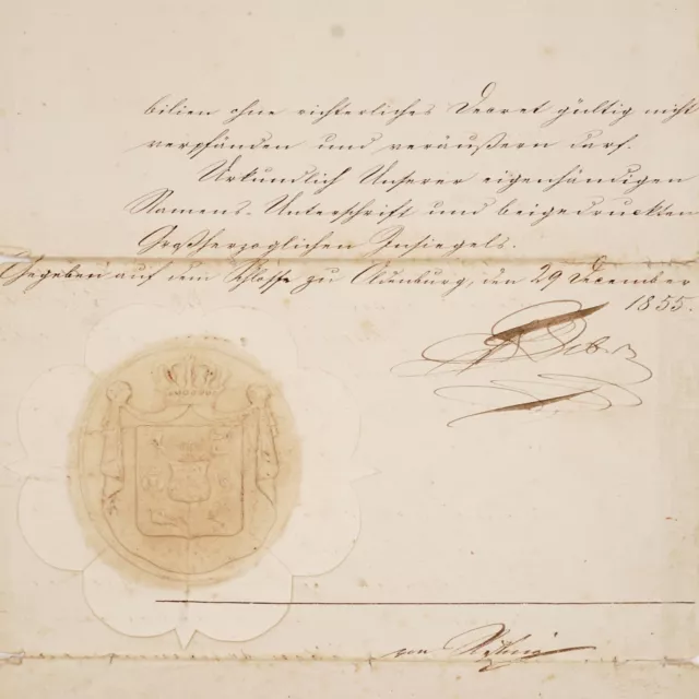 Royalty King William Frederick IV Wilhelm Peter II German Royal Document Signed 3