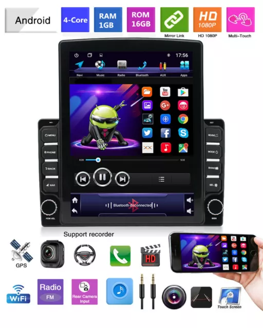 9.7'' 2DIN Android 9.1 Car Stereo Radio MP5 GPS Navigation 4-Core 1+16GB Wifi BT