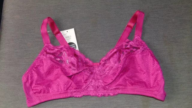 M&S FULL CUP Bra Non-Wired Non-Padded 'Wild Blooms' 44A Mid Magenta BNWT  £15.99 - PicClick UK