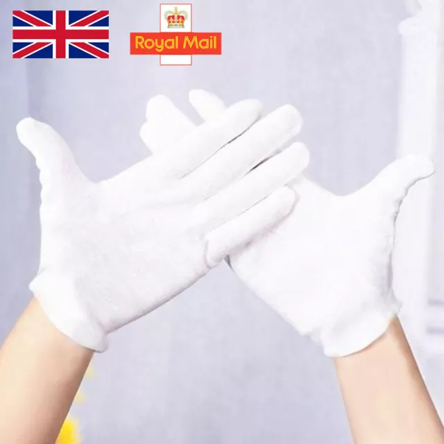 6 Pairs 100% Cotton Gloves White Dermatological Overnight Moisturising Eczema 3W