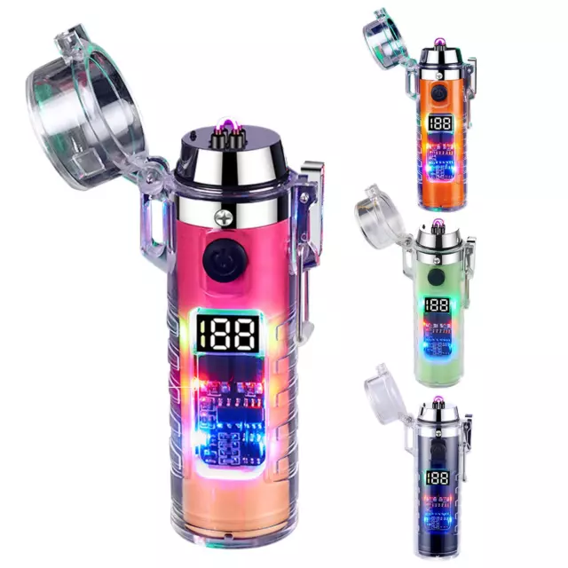 Camping Lighter USB Rechargeable Picnic Lighter Transparent Lighter With LED