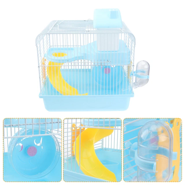 Wasserflasche 1Pc Doppelschicht Hamsterkäfig Haustierhaus (Hellblau)