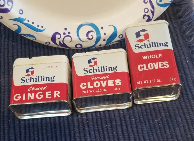 Schilling 1 oz Spice Tins Set Of 3 Vintage 1970s