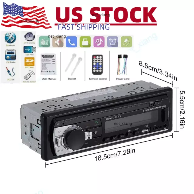 Bluetooth Car Stereo Audio In-Dash FM Aux Input Receiver SD USB MP3 Radio Player