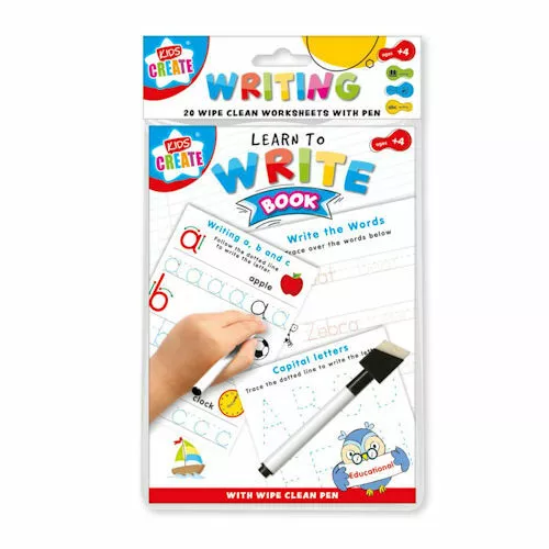 A5 Learn To Write Book - Kids Teaching Pen School Wipe Clean Alphabets Children