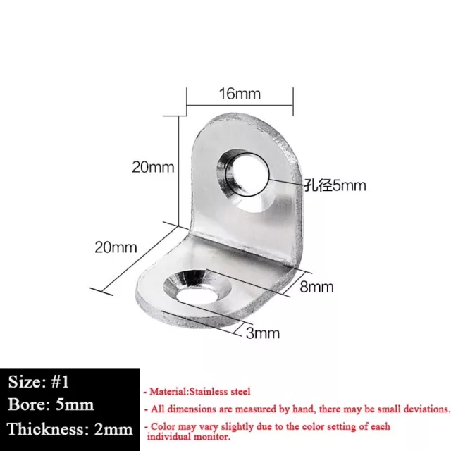 1-10pcs Stainless Steel L Shape 90 Degree Right Angle Bracket Corner Brace Joint