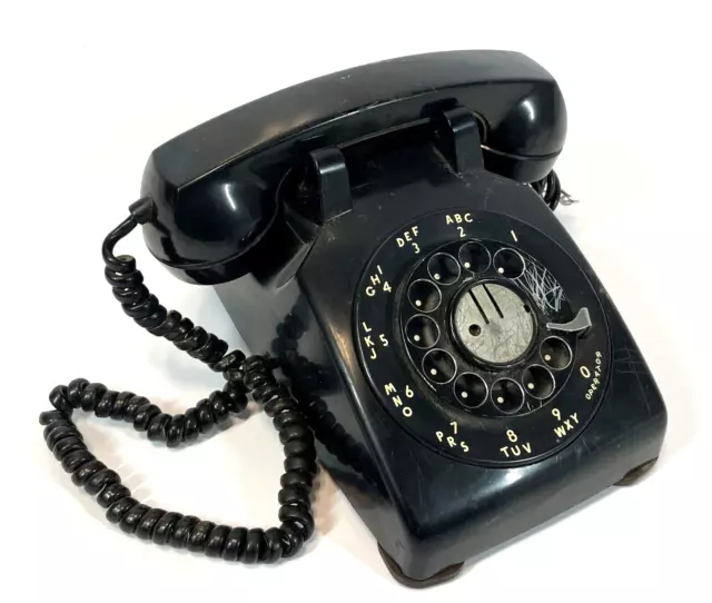 Teléfono vintage Western Electric C/D 500 1963 escritorio rotativo negro