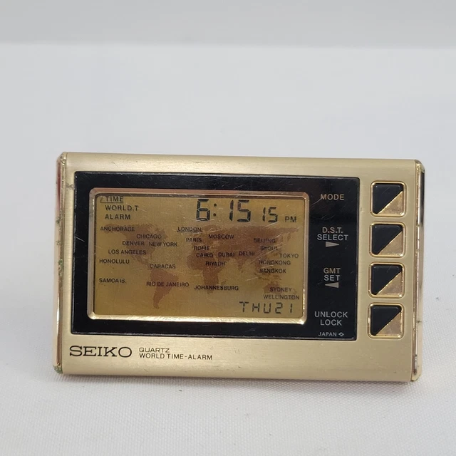VINTAGE SEIKO QUARTZ World Time Alarm Travel Clock QEK153G S991 Japan
