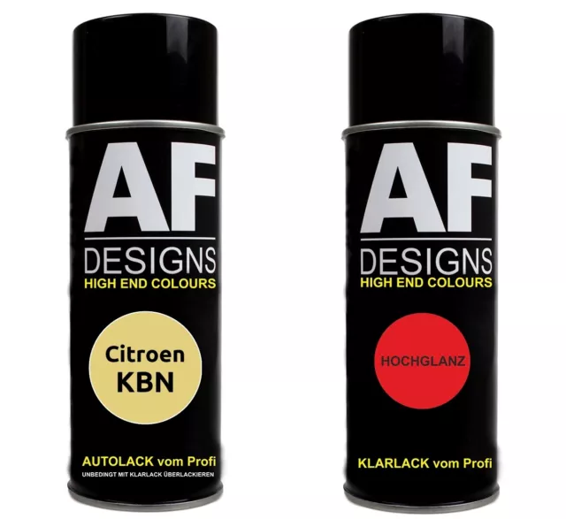 Autolack Spraydose Set  Citroen KBN Jaune Ra Basislack Klarlack Sprühdose 400ml