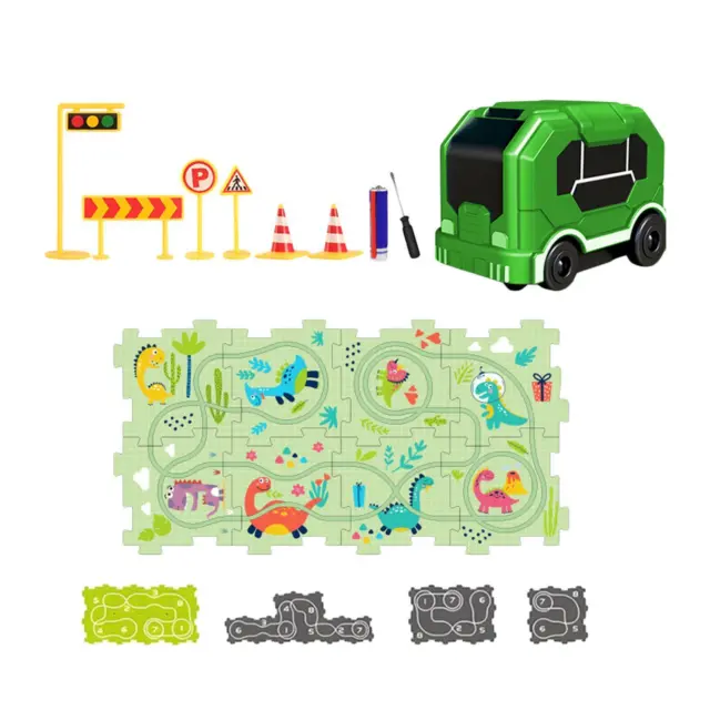 Rail Car Puzzles Board Toy Educational Puzzle Track Car Play Set with Vehicles