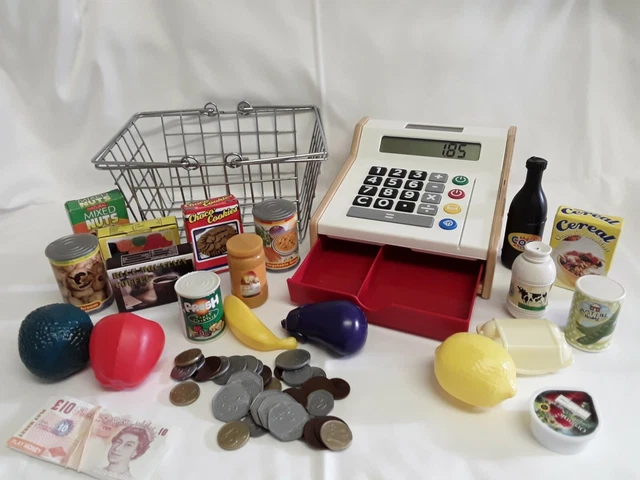 IKEA DUKTIG WOODEN Toy Till Cash Register Shopping Basket Groceries Money 16.00 PicClick UK