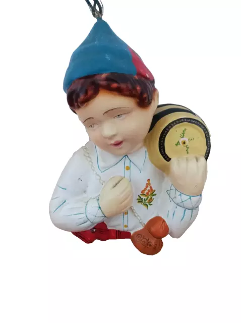 Figurine Musicale Vintage représentant un petit garçon, 17 cm Peinte à la Main