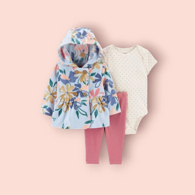 Carter's Baby Girl 3-Piece Floral Little Jacket Set NWT Size 12m Blue Hoodie