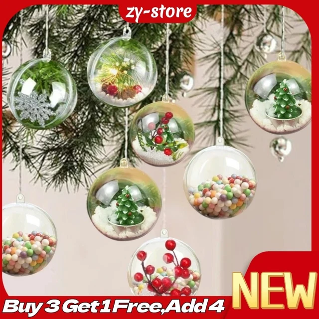 CHRISTMAS FILLABLE BALLS Tree Clear Plastic Sphere Hanging Baubles Xmas