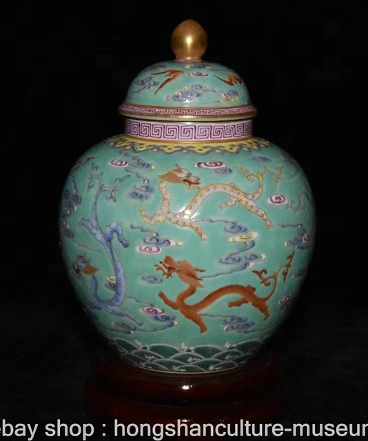 6.4" Qianlong Marked Old China Enamel Porcelain Palace Dragon Tank Jug Jar