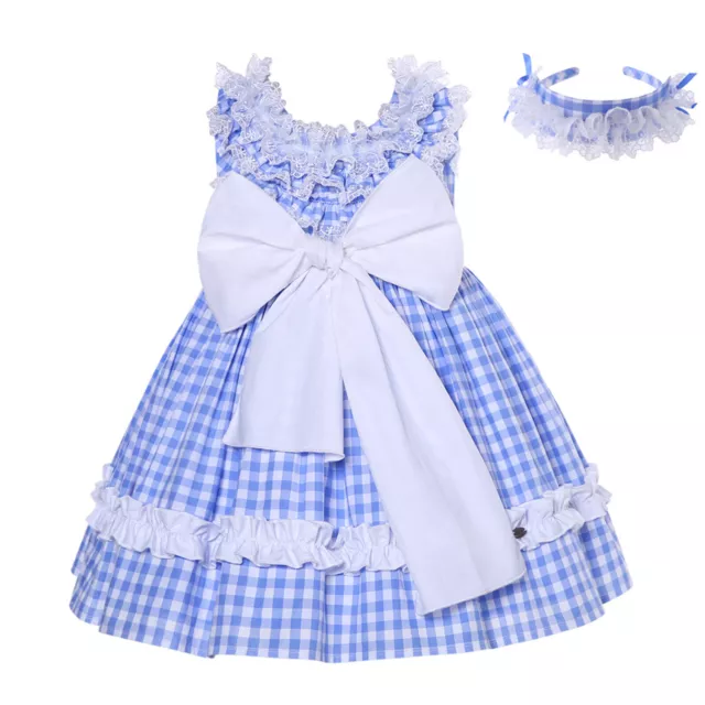 Pettigirl Girls Dresses 2 3 4 5 6-7 8-9 10 11-12 Years Checked Spanish Clothes