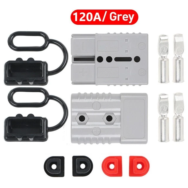 Kit Connecteur Déconnexion Rapide Batterie 120A - Pour Treuil Remorque Gris