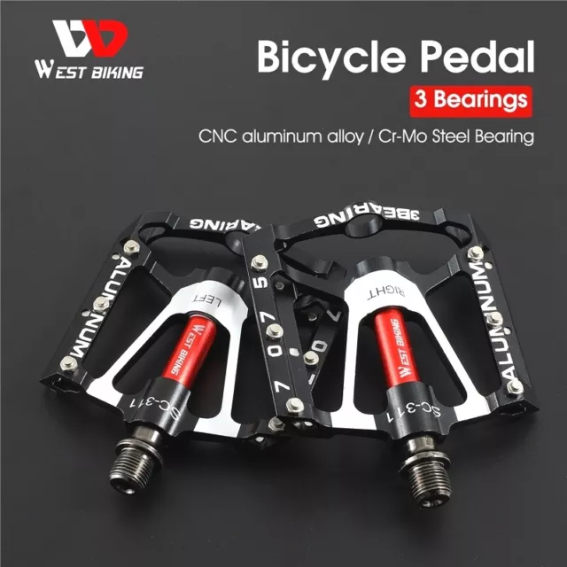 WEST BIKING 3 Sealed Bearings Aluminum Alloy 9/16" Road Mountain MTB Bike Pedals