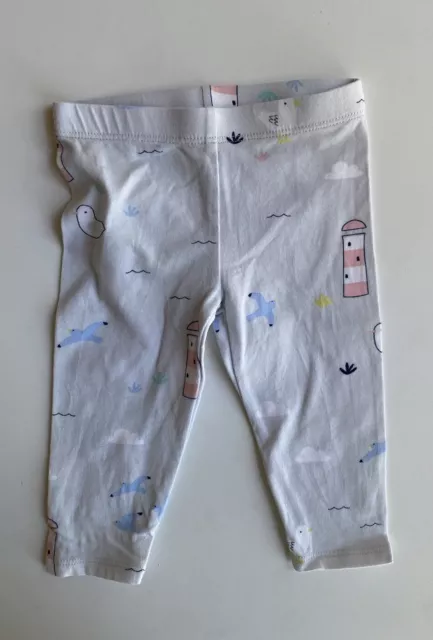 Country Road baby size 3-6 months grey leggings pants lighthouses, VGUC