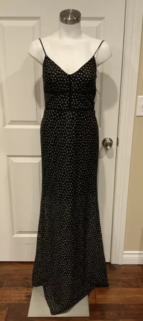 Jill Stuart Black & White Embroidered Floral Maxi Dress, Size 2, NWT! $478