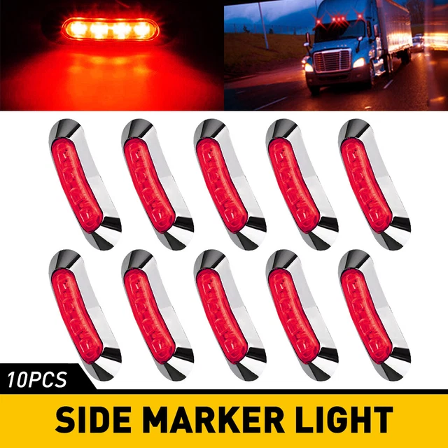 10pcs Red LED Side Marker Clearance Lights for Boat Truck Trailer Light 12V 24V