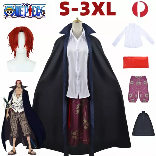 ONE PIECE Shanks Redhead Cosplay Costume Wig Belt Cloak Halloween Party Outfit