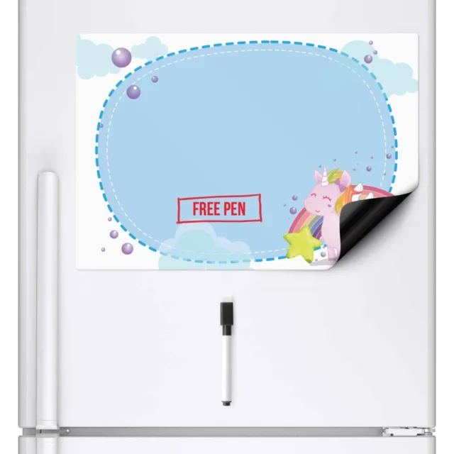 Large Unicorn Dry Wipe Magnetic Notice Board Kids Fridge Display Memo Whiteboard
