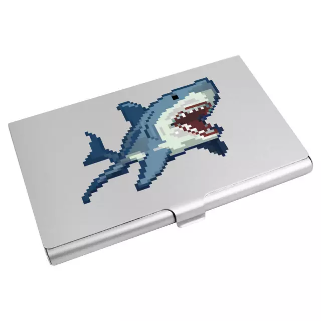 'Pixel Art Shark' Business Card Holder / Credit Card Wallet (CH00038378)