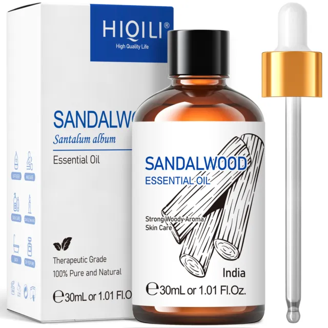 HIQILI 30ml Sandalwood Essential Oil 100% Pure Natural Aromatherapy Skin Hair