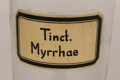 Apotheker Flasche Medizin Glas klar Tinct. Myrrhae antik Deckelflasche 6