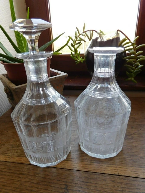 paire de carafes ancienne en cristal XIX ème