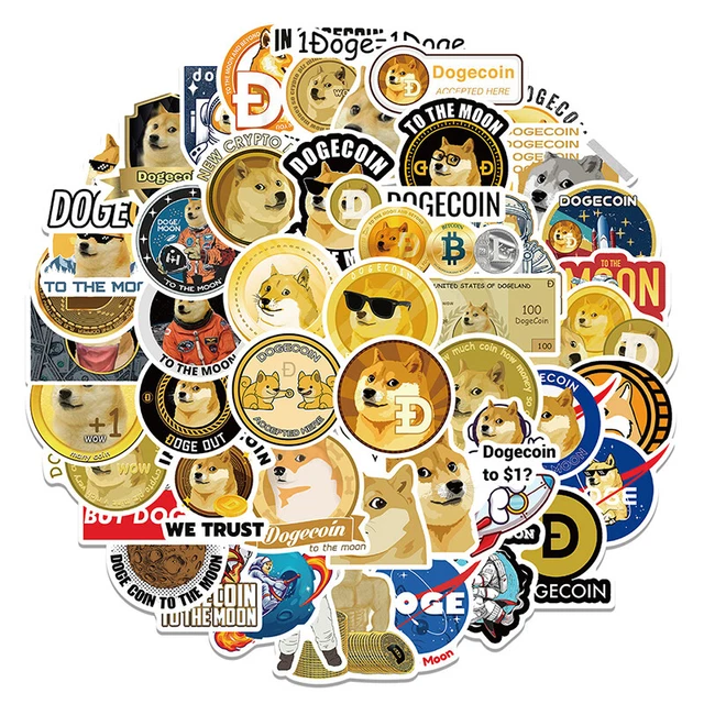 50PCS Dogecoin Stickers Pack Virtual Currency Graffiti Decal Sticker For Lap -LN