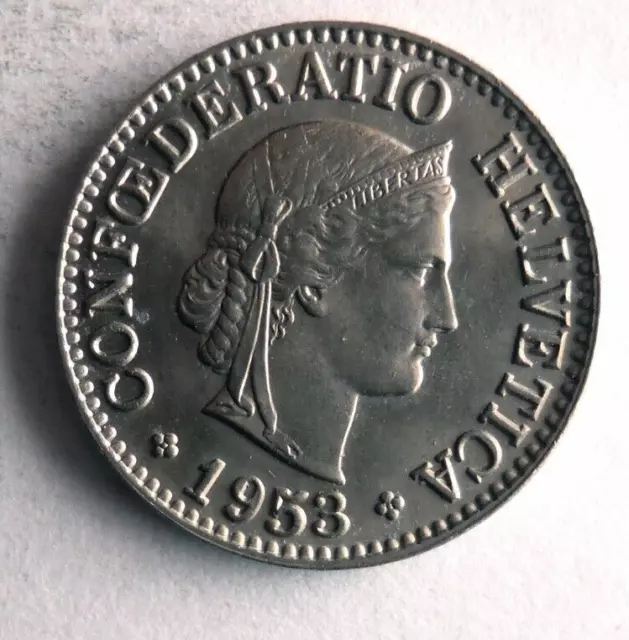 1953 SWITZERLAND 10 RAPPEN - Excellent Coin - FREE SHIP - PREMIUM BIN #10
