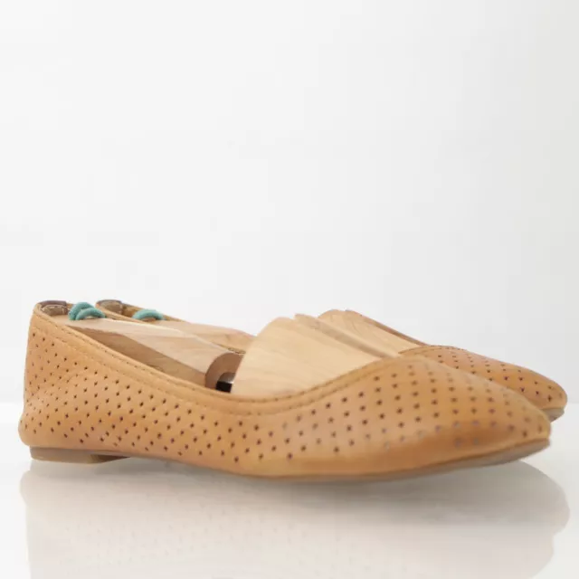 Lucky Brand Women's Archh Flat Size 6.5 Cognac Tan Leather Slip On Ballet Shoe 3