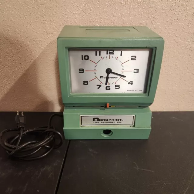 Vintage Acroprint Time Clock Manual Punch Industrial Office 150nr4 No