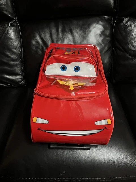 RARE Vintage Disney Store Cars Lightning McQueen Rolling Luggage Bag Suitcase ki