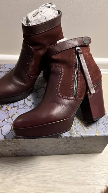 Acne Studios ‘Track’ Platform Zip Boots Burgundy Red Suede Leather EU 36 AU 6