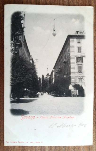 SK21] Cartolina SAVONA CORSO PRINCIPE AMEDEO Datata 1902 Non viaggiata