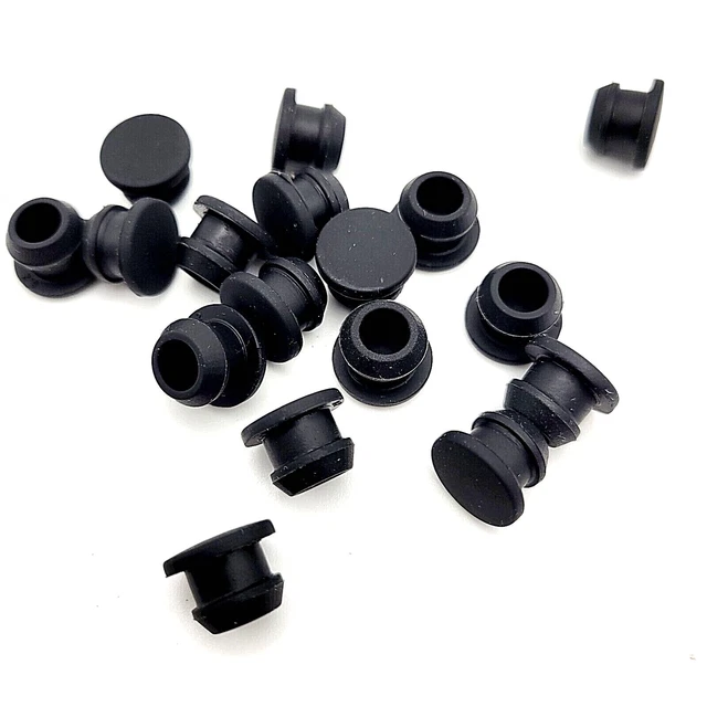 5/16" Solid Rubber Grommet Flexible Hole Plugs for 1/8” Thick Walls 7/16" OD Top